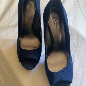 Candies Blue opened toe heels